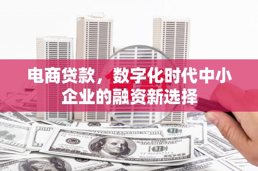 江南电商贷款，数字化时代中小企业的融资新选择