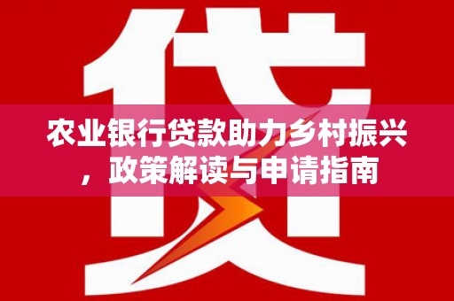 江南农业银行贷款助力乡村振兴，政策解读与申请指南